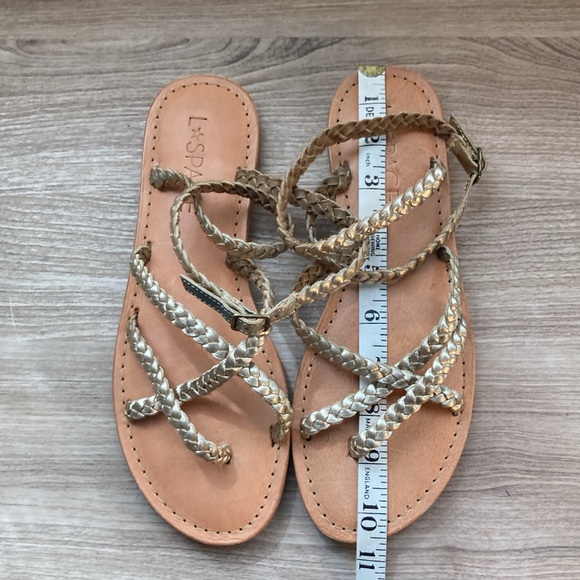 L*Space Hermosa braided sandals gold leather 39/9 - Picture 11 of 15